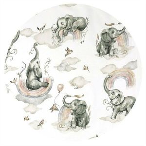 Cearceaf cu elastic Qmini pentru patut co-sleeper Theo 85x46 cm din bumbac Elephants on Rainbow imagine