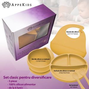 Set diversificare AppeKids din silicon 5 piese Classic Honey imagine