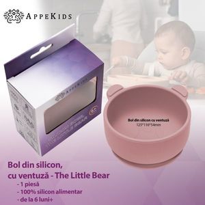 Bol din silicon cu ventuza AppeKids The Little Bear Old Rose imagine