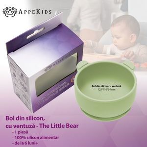 Bol din silicon cu ventuza AppeKids The Little Bear Raw Green imagine