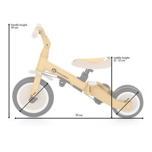 Tricicleta PetiteMars Turbo 5 in 1 multifunctionala, vehicul de impins, bicicleta cufara pedale, cu maner de ghidaj, detasabil, roti din cauciuc, pana la 25 kg, 1.5-5 ani, Ocru imagine