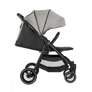 Carucior pentru copii 0-48luni pana la 22kg cu suspensii, spatar reglabil cu pozitie somn, Maner din piele ecologica, tavita, husa de ploaie, husa picioare si suport pahar incluse KikkaBoo Sarah Grey 2023 imagine