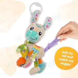 Jucarie carucior sau scaun auto Playgro cu inele pentru dentitie Sensory Friend Lupe Llama imagine