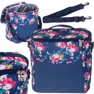 Geanta termoizolanta pentru picnic sau plaja capacitate 11 L Blue Flowers imagine