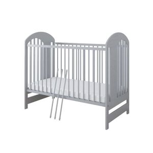 Patut din lemn pentru copii pana la 4 ani 124x66 cm cu sistem 3 bare detasabile Tymon Grey imagine