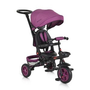 Tricicleta pliabila cu sezut rotativ Byox Explore Purple, spatar reglabil, suport pentru picioare, pneuri din cauciuc, maner cu control al directiei, cosulet pentru accesorii imagine