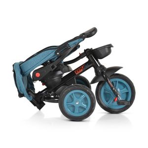 Tricicleta pliabila cu sezut rotativ Byox Explore Turquoise, spatar reglabil, suport pentru picioare, pneuri din cauciuc, maner cu control al directiei, cosulet pentru accesorii imagine