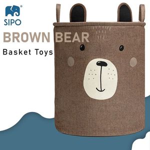 Cos pliabil Sipo pentru depozitare jucarii cu snur pentru inchidere Premium xl Brown Bear imagine