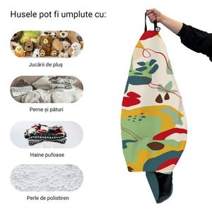 Husa fotoliu Puf Bean Bag tip Para XL fara umplutura Abstract Jungle verde imagine