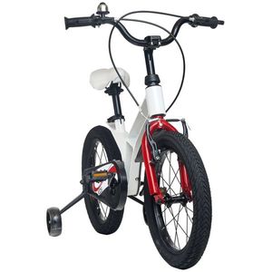 Bicicleta pentru copii 5-8 ani KidsCare cu cadru din magneziu roti 16 inch cu roti ajutatoare alba imagine