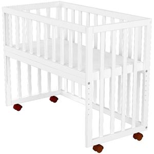 Patut copii din lemn co-sleeper Matei 94x46 cm alb imagine