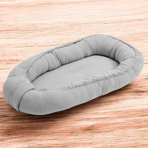 Cosulet bebelus New Baby Baby Nest 80 x 50 cm din muselina light grey imagine