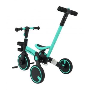 Tricicleta cu pedale 3 in 1 si roti din cauciuc SporTrike albastru, scaun reglabil in 2 trepte, suport pahar si maner reglabil pe inaltime si detasabil imagine