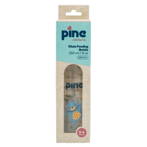 Biberon din sticla cu tetina nr 1 albastru 250 ml 0-6 luni Pine Natura imagine