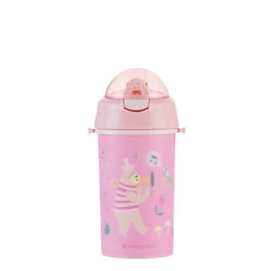 Cana cu pai din silicon si curea KikkaBoo 450ml KikkaBoo Music Fest Pink imagine