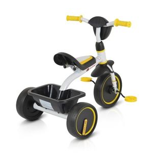 Tricicleta pentru copii cu cosulete de depozitare Buddy White, roti din cauciuc Eva, scaun ergonomic, de la 3 ani pana la 25 kg imagine