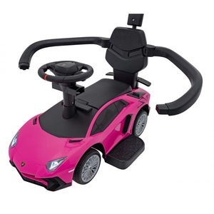 Masinuta de impins cu maner sunete si lumini LED Lamborghini Aventador Pink imagine