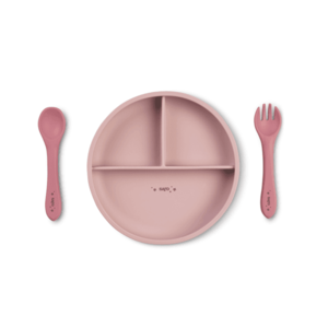 Set diversificare cu 4 piese din silicon Food Fun pink imagine