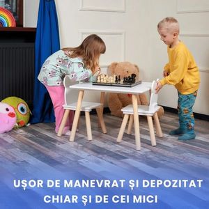 Set masa si 2 scaune pentru copii din lemn MDF 3-6 ani cu margini rotunde imagine