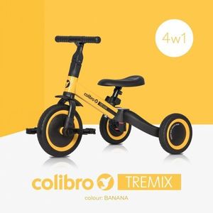 Tricicleta si bicicleta transformabila 4 in 1 ride on Colibro Tremix banana cu scaun reglabil, roti din cauciuc pana la 25 kg imagine