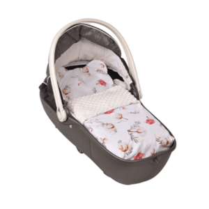 Lenjerie 2 piese cosulet si landou model flori de bumbac si plus crem imagine