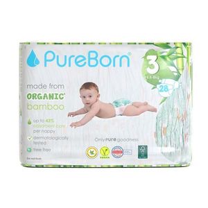 Scutece PureBorn din bambus organic 5.5-8 kg marime 3, 28 buc imagine