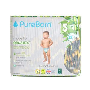 Scutece PureBorn din bambus organic 11-18 kg marime 5, 22 buc imagine