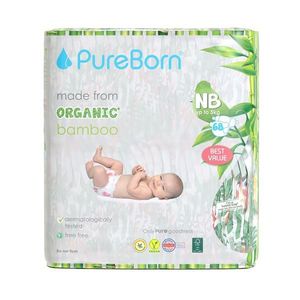 Scutece PureBorn din bambus organic newborn doublepack 0-4.5 kg 68 buc imagine