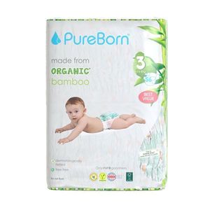 Scutece PureBorn din bambus organic newborn doublepack 5.5-8 kg, marime 3, 56 buc imagine