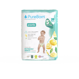 Scutece chilotel PureBorn din bambus organic pull-up 12-17 kg marime 5, 20 buc imagine