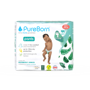 Scutece chilotel PureBorn din bambus organic pull-up doublepack 9-15 kg marime 4, 44 buc imagine