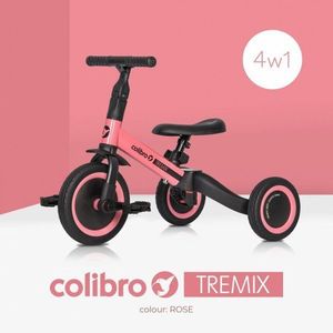 Tricicleta si bicicleta transformabila 4 in 1 Ride On Colibro Tremix Rose cu scaun reglabil, roti din cauciuc pana la 25 kg imagine