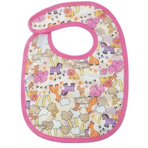 Baveta impermeabila din bumbac cu inchidere velcro 23x20cm Akuku animals Pink imagine