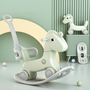 Balansoar 3 in 1 transformabil in vehicul fara pedale cu maner parental detasabil, roti EVA, spatar si baza detasabile Nichiduta Garden Rocking Horse Green imagine