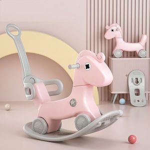 Balansoar 3 in 1 transformabil in vehicul fara pedale cu maner parental detasabil, roti EVA, spatar si baza detasabile Nichiduta Garden Rocking Horse Pink imagine