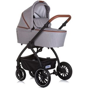 Carucior Chipolino Prestige 3 in 1 cloud grey cu suspensii, cadru din aluminiu, rucsac, husa picioare, greutate admisa 22 kg imagine