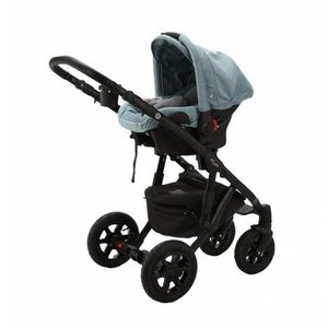 Carucior 3 in 1 Adamex Barletta FL4 Flowers Collection aquamarine cu scaun auto iSize, landou cu suport de cap reglabil pe inaltime, parte sport reglabila pana la orizontala, suspensii imagine