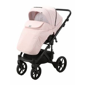 Carucior 3 in 1 Adamex Olivia Linen EcoLeather PS22 Powder Pink cu scaun auto iSize, landou cu suport de cap reglabil pe inaltime, parte sport reglabila pana la orizontala, roti cu suspensii imagine