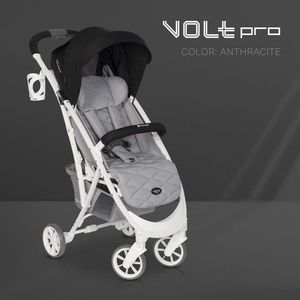 Carucior cu spatar reglabil Euro-Cart omologat pana la 22kg Volt Olt Pro Anthracite, extrem de mic la pliere, cadru de aluminiu, roti cu suspensii, spatar reglabil in 3 pozitii, accesorii incluse imagine