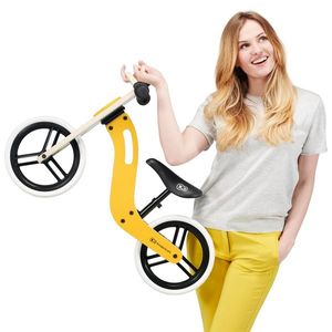 Bicicleta de echilibru din lemn Kinderkraft Uniq Honey cu scaun moale reglabil, roti din spuma EVA, maner pentru transport, pana la 35 kg imagine