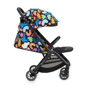 Carucior sport cu pliere compacta KinderKraft Nubi 2 Happy Shapes, spatar reglabil, pozitie somn, capotina cu filtru UV, plasa de tantari si suport pentru biberon imagine