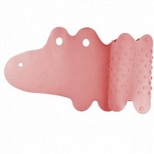 Covoras de baie Bocioland, Antiderapant, Cu ventuze, Silicon, 33 x 90 cm, Crocodile Pink imagine