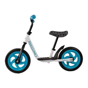 Bicicleta fara pedale Malipen Massimo alb- albastru 12 inch, roti Eva, sa reglabila din piele ecologica, ghidon reglabil, greutate admisa 30 kg imagine