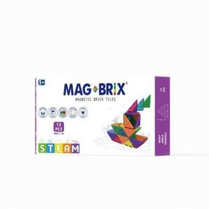 Set magnetic Magbrix 12 piese triunghi drept - compatibil cu caramizi de constructie tip Lego imagine