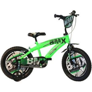 Bicicleta copii 3-5 ani, 14 inch, Bmx Negru Si Verde, Dino Bikes DB145XC01 imagine