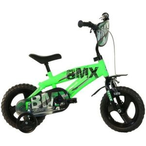 Bicicleta copii 3-5 ani, 12 inch, Bmx Negru Si Verde, Dino Bikes DB125XL01 imagine