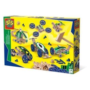 Set pentru copii de constructie vehicule din lemn (50 piese) imagine