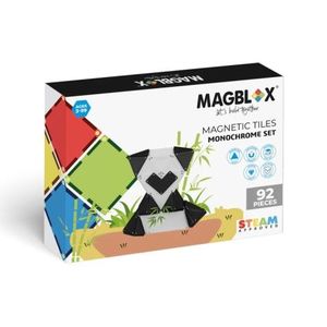 Set magnetic Magblox - 92 piese magnetice de constructie Monocrom AlbNegru imagine