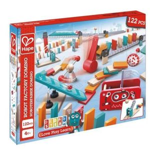 Fabrica de roboti - Domino, 122 piese, dn lemn, 4 ani+, Steam, Hape E1057A imagine