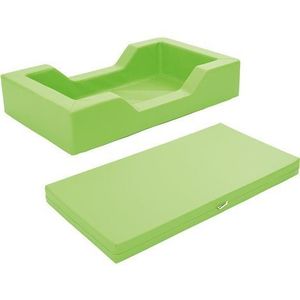 Patut pentru cresa verde lime, 128 x 75 x 25 cm, din spuma, cu decupaj pentru acces, saltea 8 cm grosime inclusa, stivuibil imagine